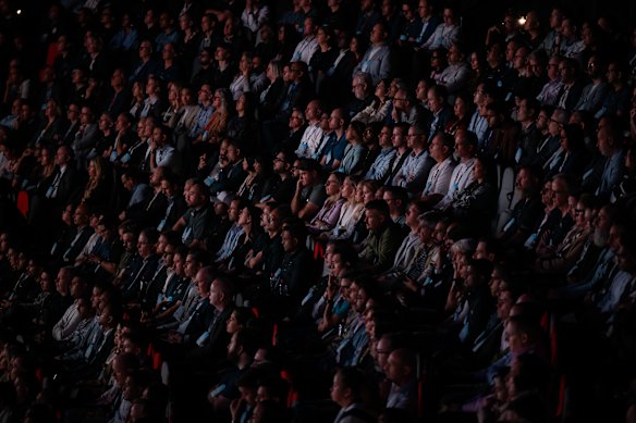 People participate the Microsoft AI Tour in Sydney on Thursday. 