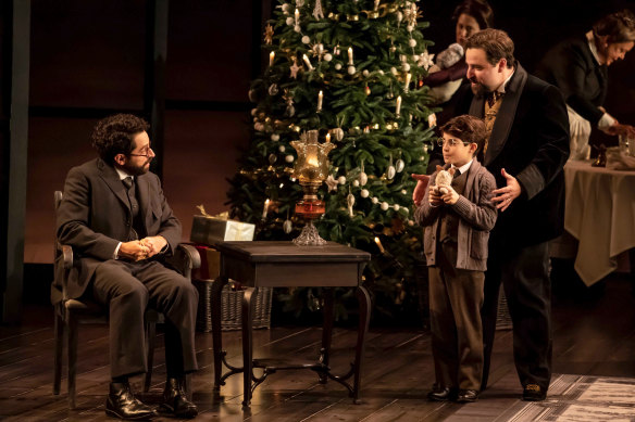 Brandon Uranowitz, Aaron Shuf and David Krumholtz in the Broadway production of Leopoldstadt. 