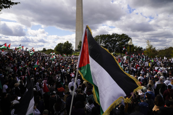 A rally calling for a ceasefire in Gaza at the Washington Monument last month.