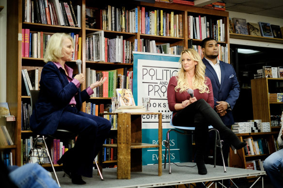 Stormy Daniels is interviewed at Politics and Prose in Washington in 2018.