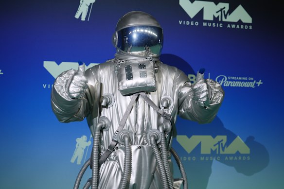 The MTV Moonman arrives at the MTV Video Music Awards.