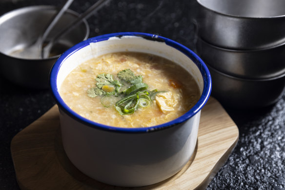 Gada soup (tomato, egg and a chicken-stock soup with dough).