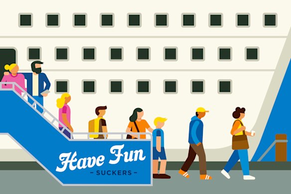 Walk off the ship, grab a tourist map, set off and save money.
