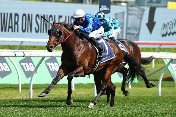 Adam Hyeronimus riding Attica to victory in the Dulcify Stakes.