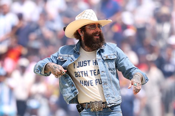 Post Malone wore a flashy jersey for the Opening Ceremony and 