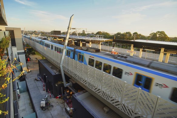 A train being tested at the new Keon Park station.