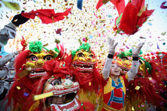 A lion dance in Beijing to celebrate the Lunar New Year.
