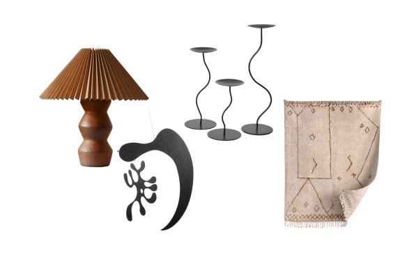 “Leo” lamp; “Model A” mobile; “Marais” candle holders; “Atlas” rug.  