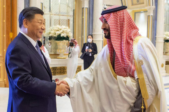 Xi Jinping with Saudi Crown Prince and Prime Minister Mohammed bin Salman in Riyadh in December.