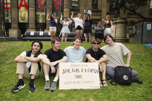 The last-minute contestants at Melbourne’s Jacob Elordi lookalike contest. 