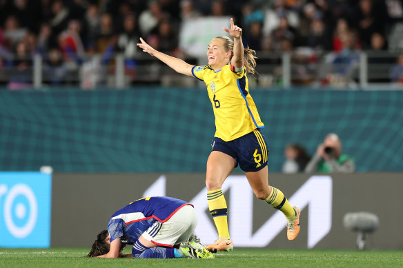 Sweden’s Magdalena Eriksson after her team’s win in Auckland.