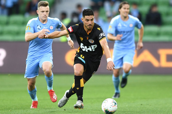 On the run: Bruno Fornaroli proved hard to handle for his former club as Perth were too good. 