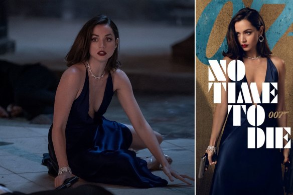 Ana de Armas as Bond Girl Paloma in No Time To Die, wearing the Alexandra dress by Australian designer Michael Lo Sordo.