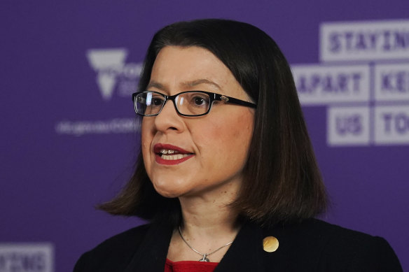 Victorian Health Minister Jenny Mikakos gives an update on Sunday.