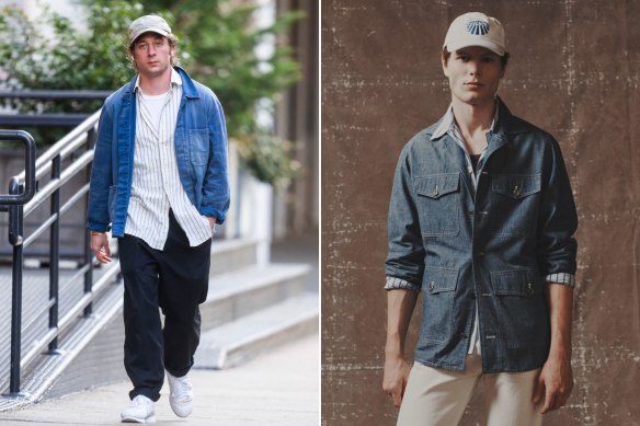 From left: Jeremy Allen White; Haulier International’s Camarouge jacket. 