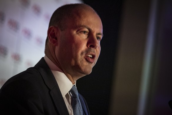 Australian Treasurer Josh Frydenberg speaks at the launch of the Intergenerational Report 2021. 