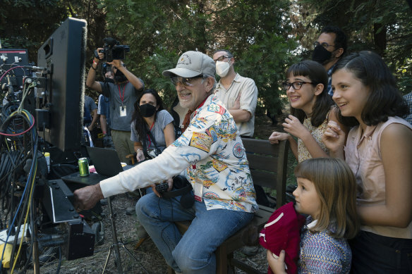 Steven Spielberg filming The Fabelmans.