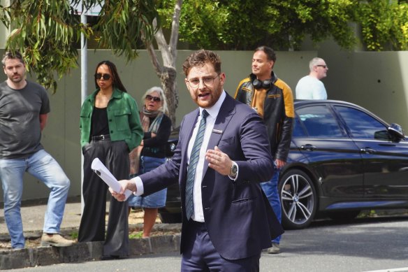 Andrew Melilli at the auction of 29 Mater Street in Collingwood.
