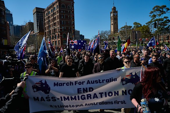 The anti-immigration rally in Sydney last Sunday.