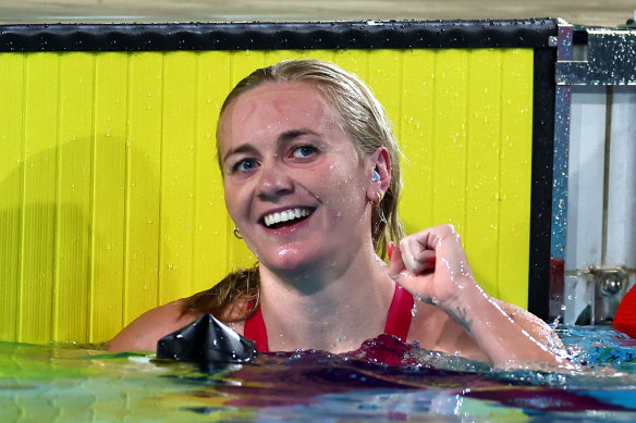 Ariarne Titmus on night one of the Australian swimming trials.