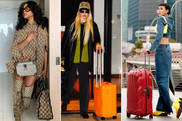 Taraji P Henson with the Globe-Trotter and Gucci collaboration, Gigi Hadid with her Rimowa luggage and Taiwanese model Kiwi Lee Han with Samsonite C-lite.