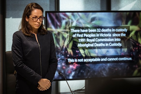Jaclyn Symes was attorney-general when she gave evidence to Yoorrook in 2023.
“I acknowledge the fact that the justice system has both recently and historically been a site of exclusion and oppression,” she said. “I acknowledge that Aboriginal peoples face unique and pervasive inequities that go over and beyond those experienced by other vulnerable cohorts ... This includes structural racism that is a product of the devastating effects of colonisation. Regrettably, our current structures, laws and policies can serve to compound those inequities.”