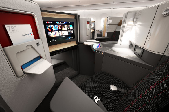 American Airlines Flagship Business class seats on the Boeing 787-9 Dreamliner.