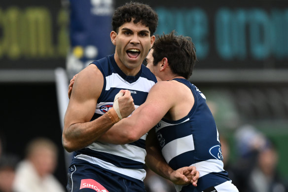 Tyson Stengle had a day out against North Melbourne in Hobart on Saturday with three clever goals, but found himself in trouble by night’s end.