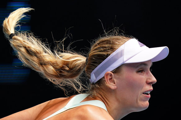 Caroline Wozniacki during her win at the Australian Open on Wednesday.