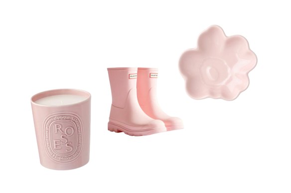   “Roses” large ceramic candle; “Downpour” boots; “Unikko” plate.