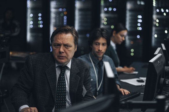 Shaun Dooley (left) portrays former subpostmaster and union representative Michael Rudkin, who accidentally discovered the central fault with Horizon while visiting Fujitsu’s headquarters.