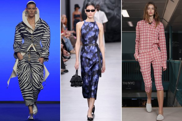 Prints and pairing by Schiaparelli (left), Michael Kors and Tommy Hilfiger.
