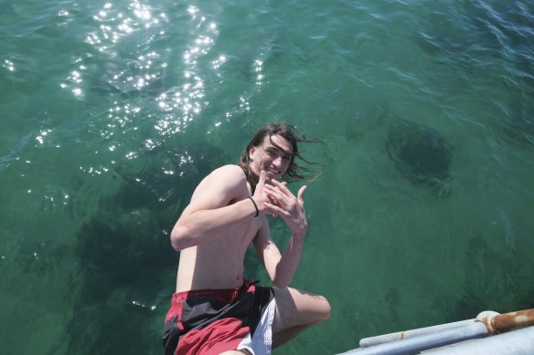 Strathmore College schoolie Dean Memisevic enjoys himself at the Rye pier. 