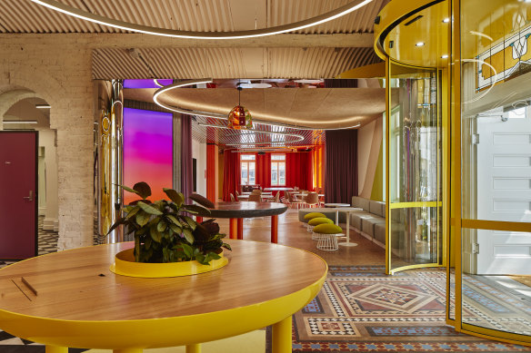 Darebin Intercultural Center uses color to draw attention to new elements. 