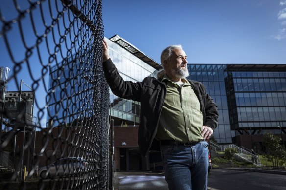 Geelong Ratepayers Association president Peter Mitchell, who has raised concerns about the council’s financial management, outside the new offices.