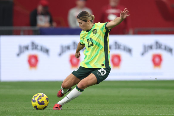 Kyra Cooney-Cross in the SheBelieves Cup match against USA.