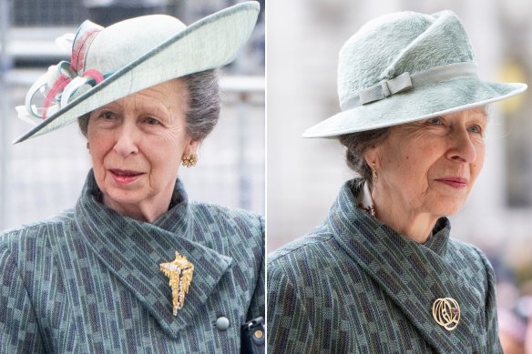 Princess Anne in the same coat at the Commonwealth Day service at Westminster Abbey on Monday and in 2023.
