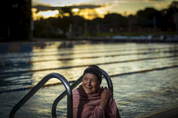 Ms Draper says swimming in the bay in winter will make braving open-air pools a breeze.