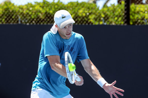 Marc Polmans works out on Sunday ahead of this month’s Australian Open.