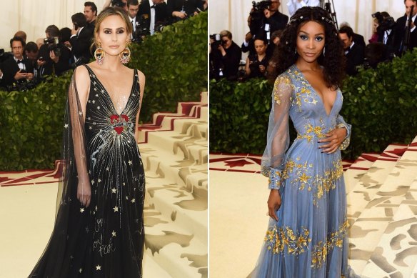 Australian ambassadors: Television presenters Keltie Knight, in Paolo Sebastian, and Zuri Hall, in Steven Khalil at the 2018 Met Gala.