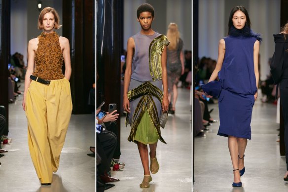 Mali Koopman in a 5kg tank top and models at the Christopher Esber show, autumn 2025, Paris Fashion Week.