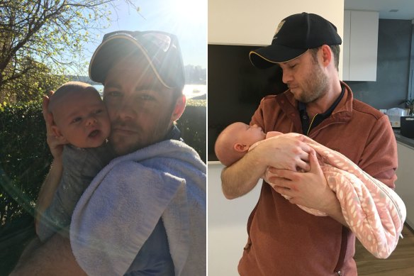 Bella Brennan’s older brother Tim, holding her daughter.