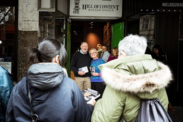 Owners Duncan and Diana Johnston outside their new bookshop on Thursday morning.