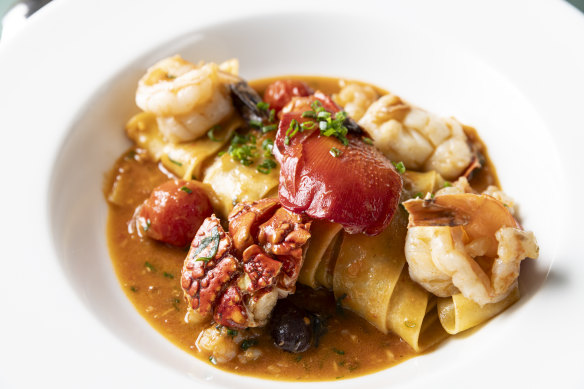 Go-to dish: Lobster and king prawn pappardelle at Grazia restaurant in Glen Iris.