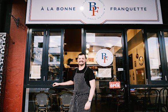 Co-owner Hugo Wintzer outside his restaurant. “A la bonne franquette” means “fuss free”.