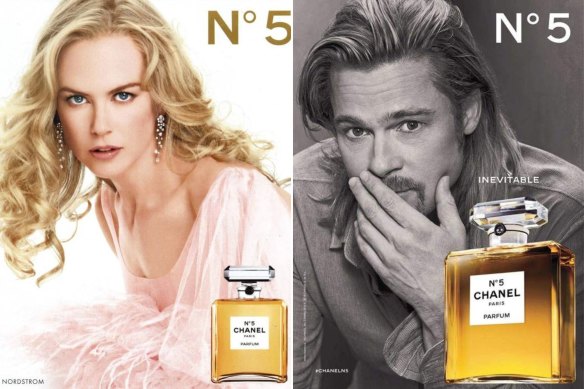 Nicole Kidman and Brad Pitt in advertising campaigns as the face of Chanel No.5.