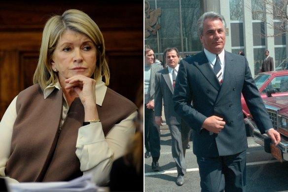 Left, Martha Stewart, the homemaker impresario jailed for insider trading, and right, John Gotti, the head of New York’s Gambino crime family, whom Comey helped bring to justice as a young prosecutor.