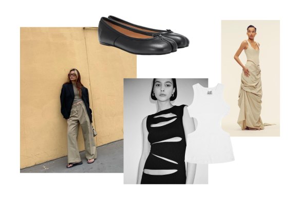 Michelle, left, is loving cut-outs, ballet flats, and long skirts. 