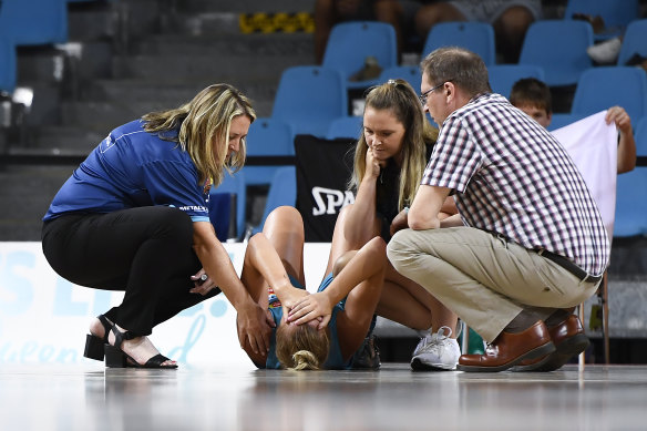 Rachel Jarry squealed in pain when she injured her knee on Wednesday night. 