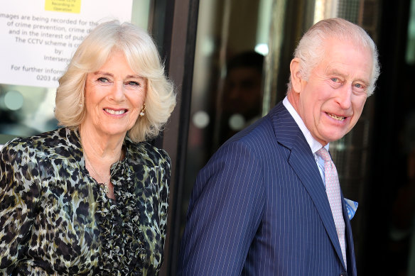 King Charles III and Queen Camilla arrive at the University College Hospital Macmillan Cancer Centre in London.